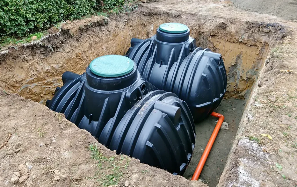two septic tanks in ground